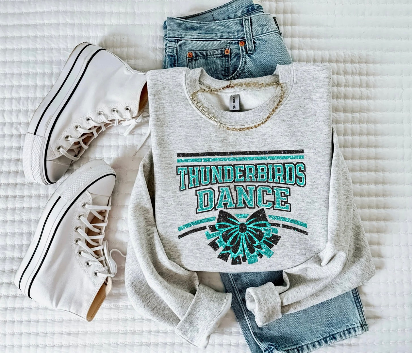 Thunderbirds Dance Glitter Arch Crewneck