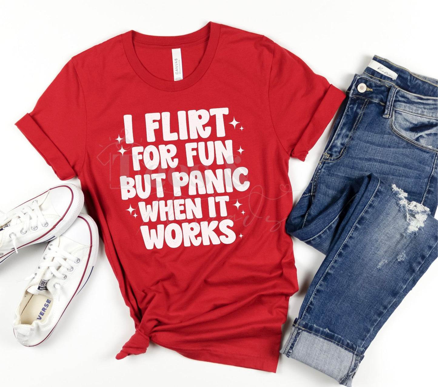 Retro Flirty Graphic Tee | I Flirt for Fun But Panic When It Works
