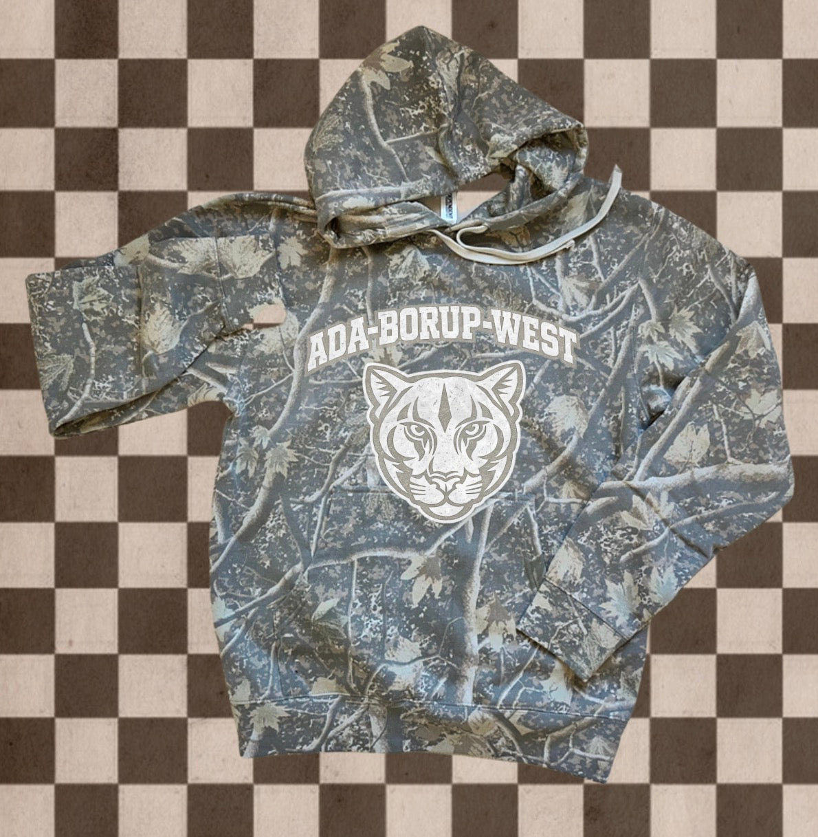 Ada-Borup-West Cougars Vintage Camo Hoodie