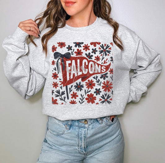 Falcons Floral Pennant Crewneck