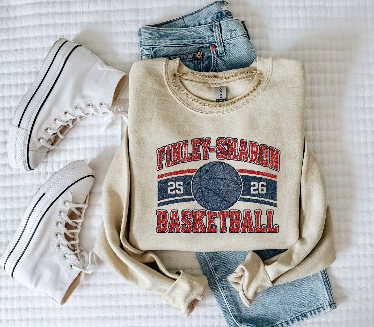 Finley-Sharon Basketball Crewneck + Tee