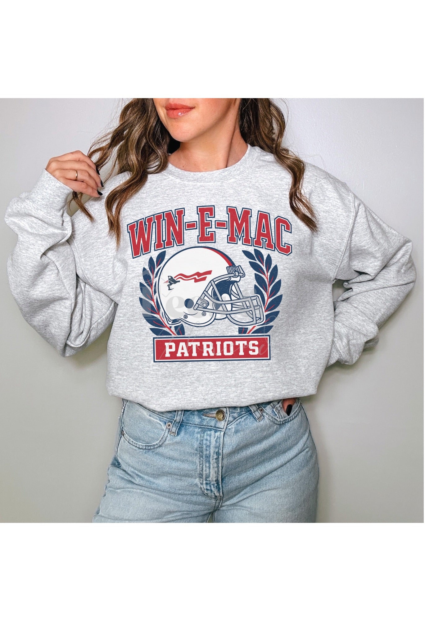 Win-E-Mac Patriots Football Crewneck | Retro Spirit Wear Sweatshirt