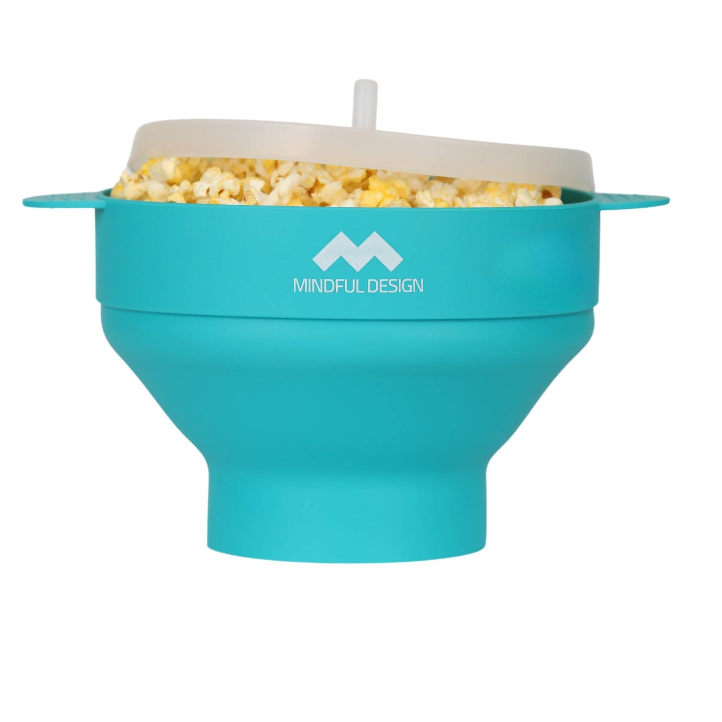 The Original Mindful Design Microwave Popcorn Popper - Silicone Bowl, BPA-Free & Dishwasher Safe (Cyan)