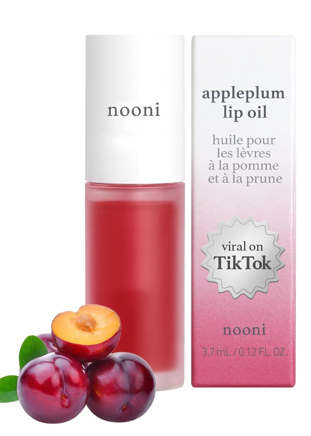 NOONI Korean Vegan Lip Oil - Appleginseng | Lip Stain, Gift, Long-Lasting, Moisturizing, Plumping, Revitalizing for Dry Lips, Waterproof, No Peel Off, Korean Lip Tint 0.12 Fl Oz