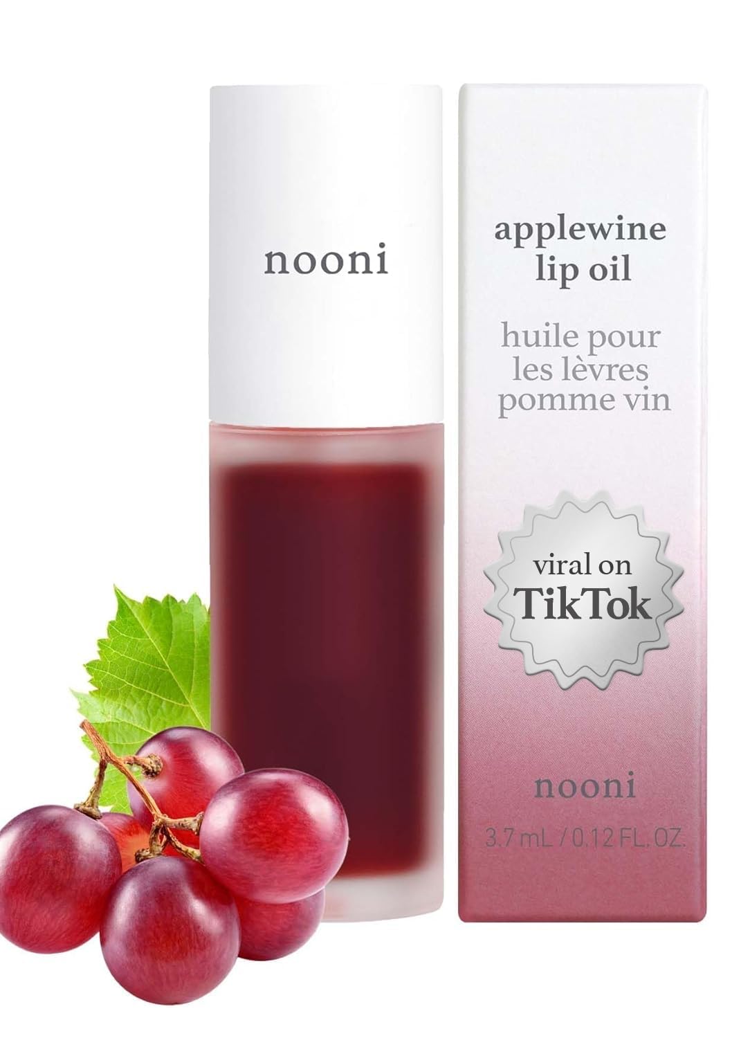 NOONI Korean Vegan Lip Oil - Appleginseng | Lip Stain, Gift, Long-Lasting, Moisturizing, Plumping, Revitalizing for Dry Lips, Waterproof, No Peel Off, Korean Lip Tint 0.12 Fl Oz