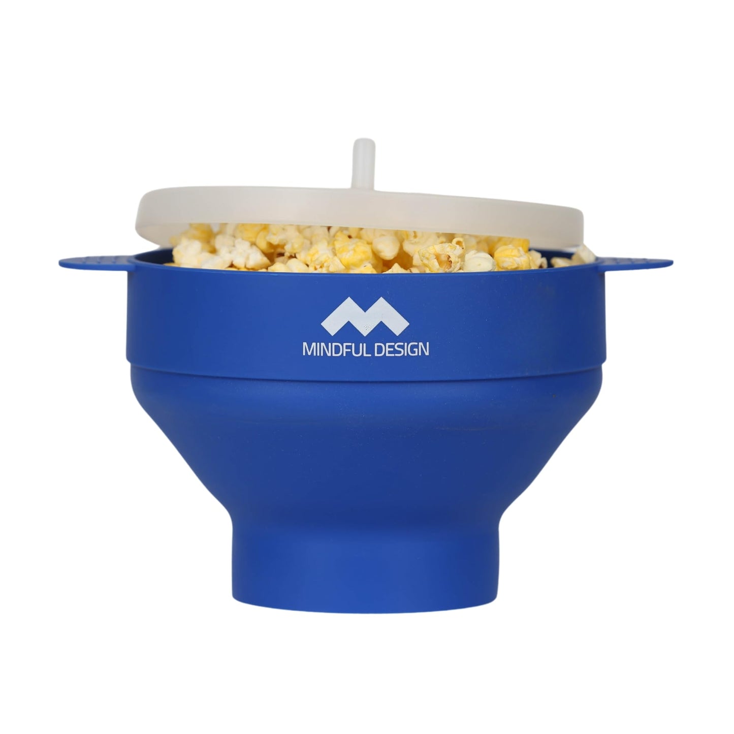 The Original Mindful Design Microwave Popcorn Popper - Silicone Bowl, BPA-Free & Dishwasher Safe (Cyan)