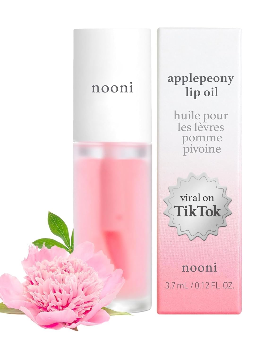 NOONI Korean Vegan Lip Oil - Appleginseng | Lip Stain, Gift, Long-Lasting, Moisturizing, Plumping, Revitalizing for Dry Lips, Waterproof, No Peel Off, Korean Lip Tint 0.12 Fl Oz