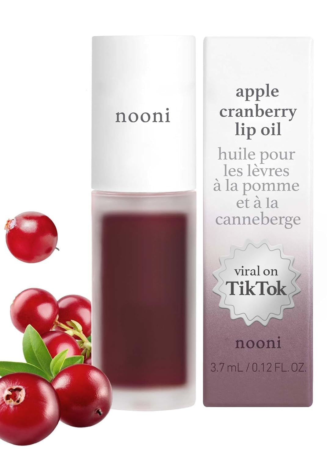 NOONI Korean Vegan Lip Oil - Appleginseng | Lip Stain, Gift, Long-Lasting, Moisturizing, Plumping, Revitalizing for Dry Lips, Waterproof, No Peel Off, Korean Lip Tint 0.12 Fl Oz