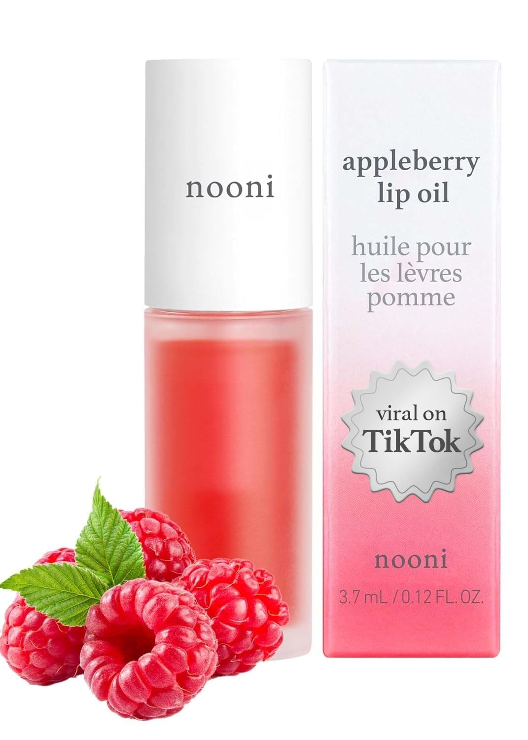 NOONI Korean Vegan Lip Oil - Appleginseng | Lip Stain, Gift, Long-Lasting, Moisturizing, Plumping, Revitalizing for Dry Lips, Waterproof, No Peel Off, Korean Lip Tint 0.12 Fl Oz