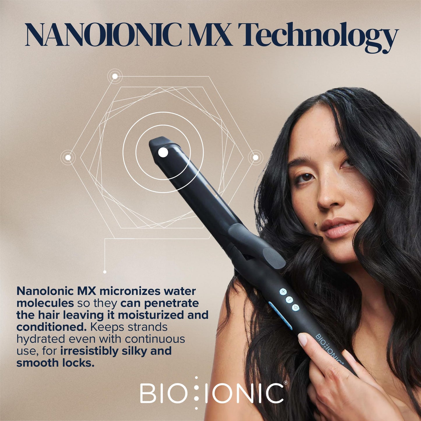 Bio Ionic Long Barrel Styler, Curling Iron with Moisture Heat Technology & NanoIonic MX, Versatile Curling Wand with Adjustable Heat Settings, Hair Curler with 2" Extended Barrel