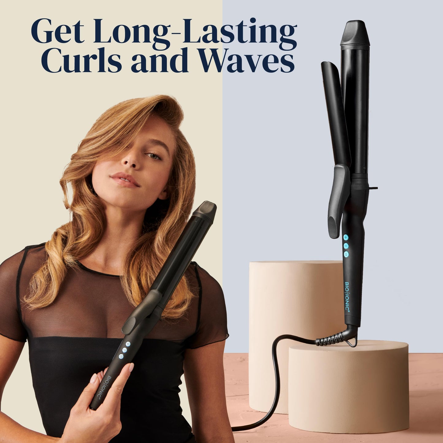 Bio Ionic Long Barrel Styler, Curling Iron with Moisture Heat Technology & NanoIonic MX, Versatile Curling Wand with Adjustable Heat Settings, Hair Curler with 2" Extended Barrel