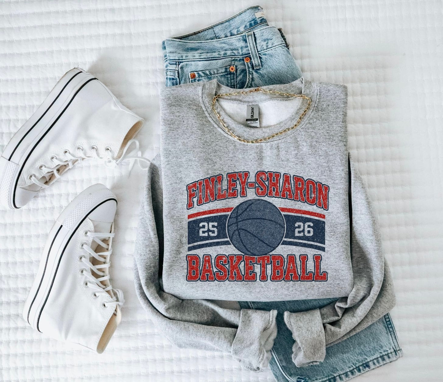 Finley-Sharon Basketball Crewneck + Tee