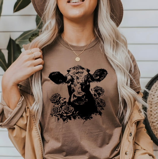 Floral Cow with Roses