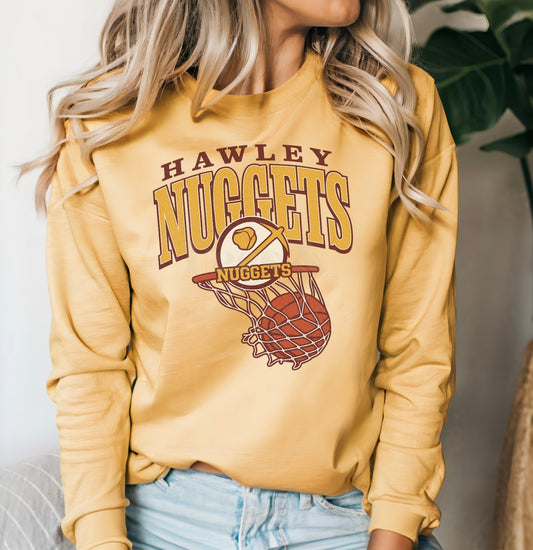 Hawley Nuggets Retro Basketball Sweatshirt – Mustard Crewneck