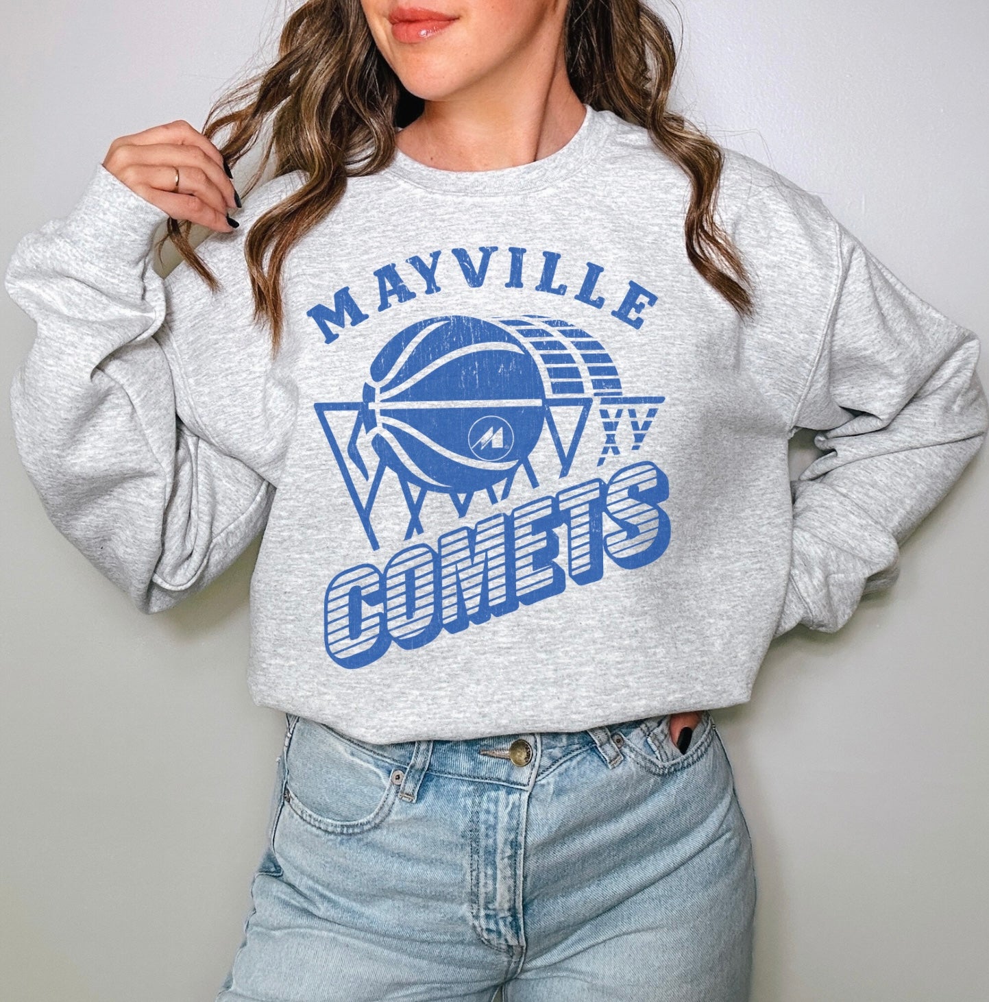 Mayville State Comets Retro Basketball Crewneck