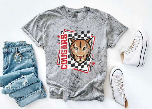Cougars Checkered Mascot Spirit Tee