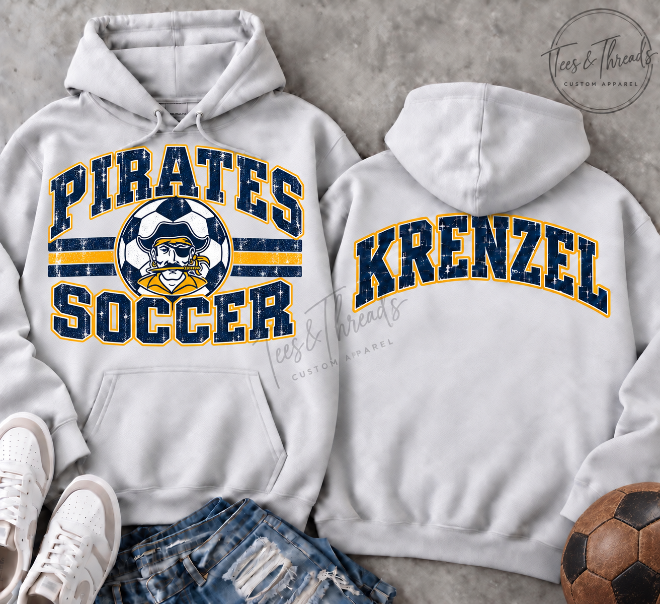 Pirates Soccer Personalized Name Hoodie