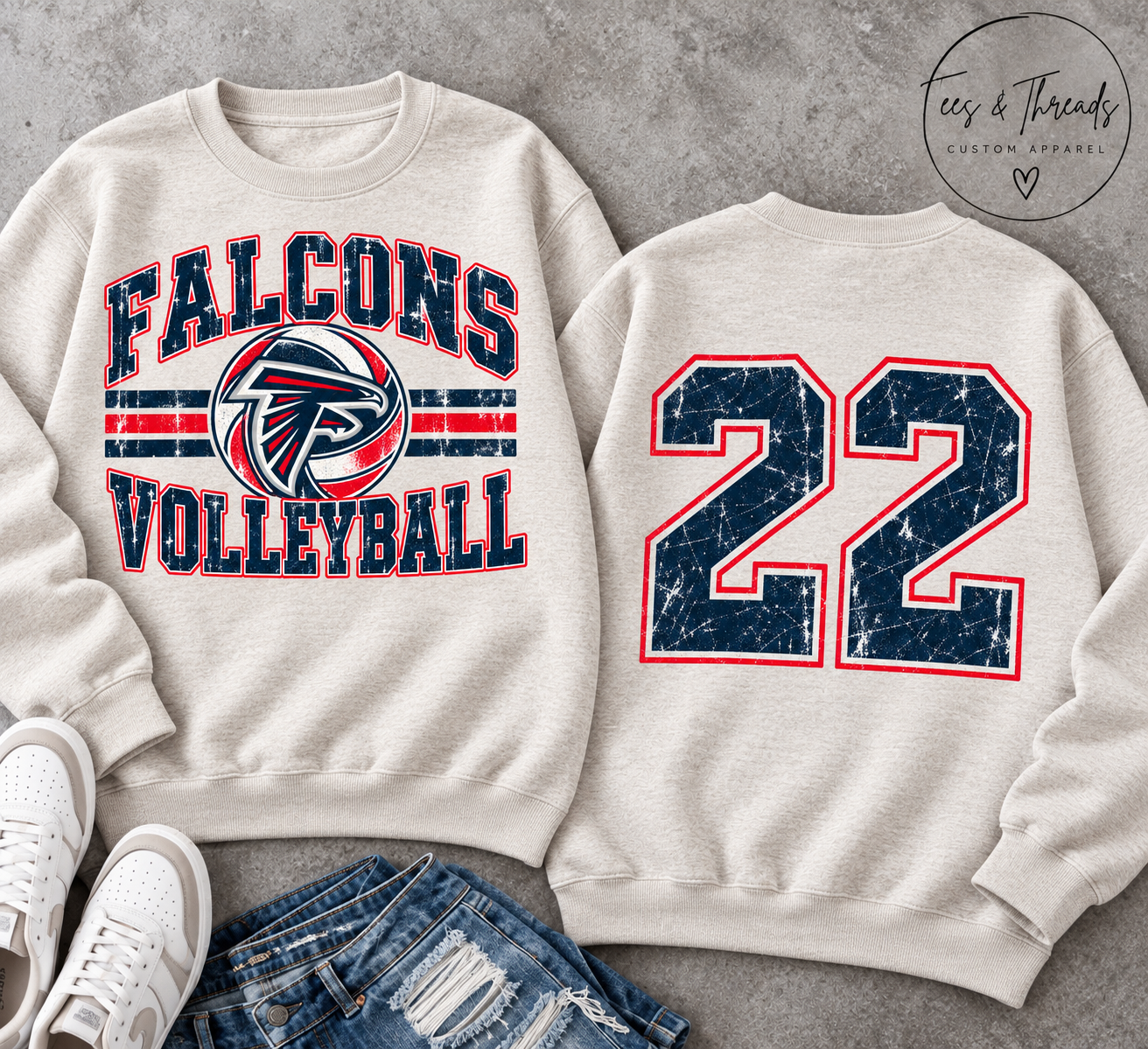 Falcons Volleyball Crewneck | Personalized Player Number & Name