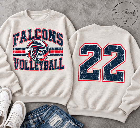 Falcons Volleyball Crewneck | Personalized Player Number & Name