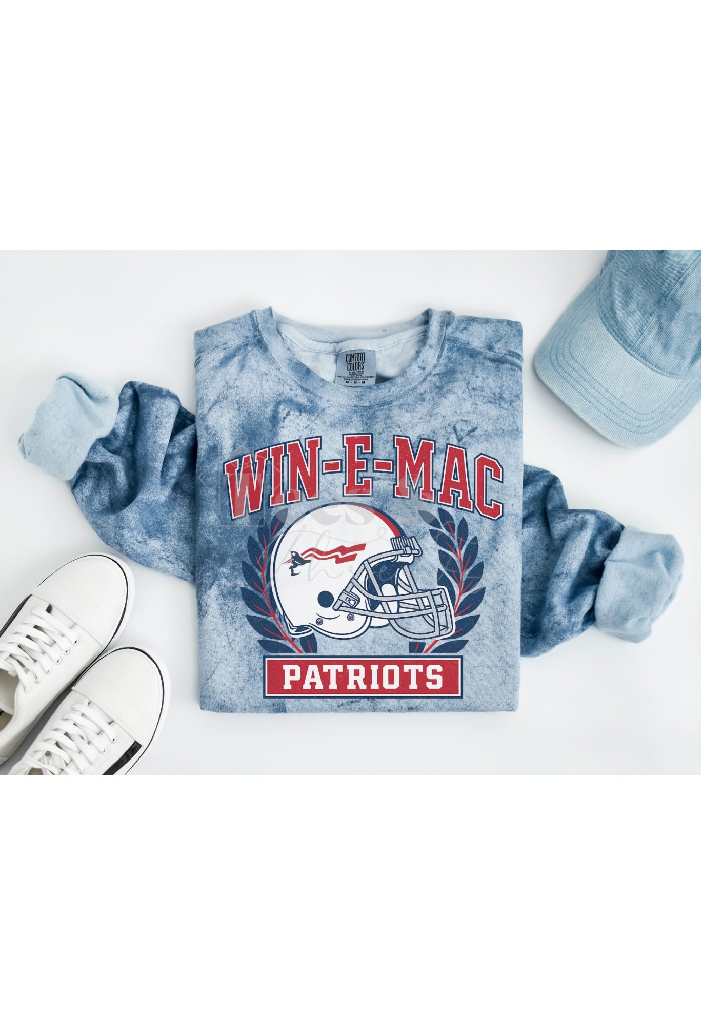Win-E-Mac Patriots Football Crewneck | Retro Spirit Wear Sweatshirt