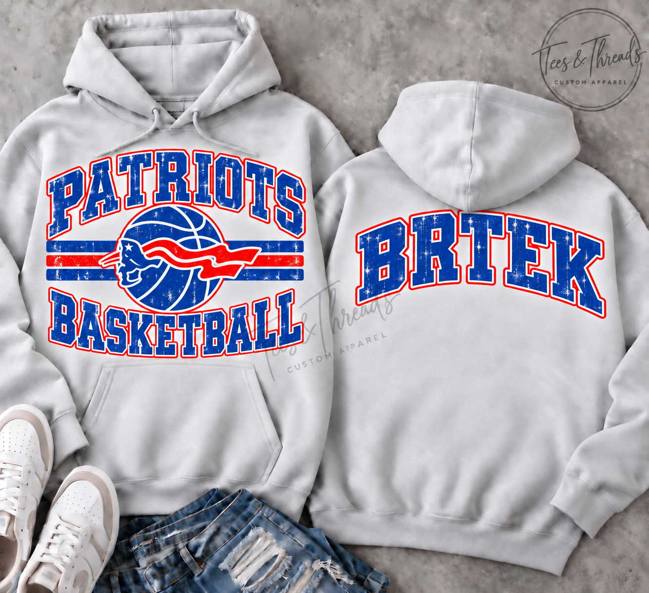 Win-E-Mac Patriots Basketball Hoodie – Personalized Varsity Style