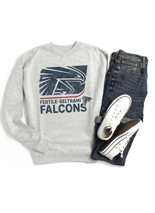 Fertile-Beltrami Falcons Vintage Crewneck | Navy Red School Spirit Sweatshirt